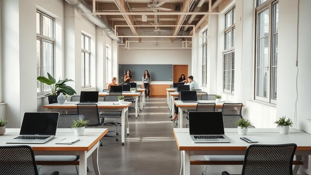 Modern Australian coworking space where a small crypto or fintech startup might operate