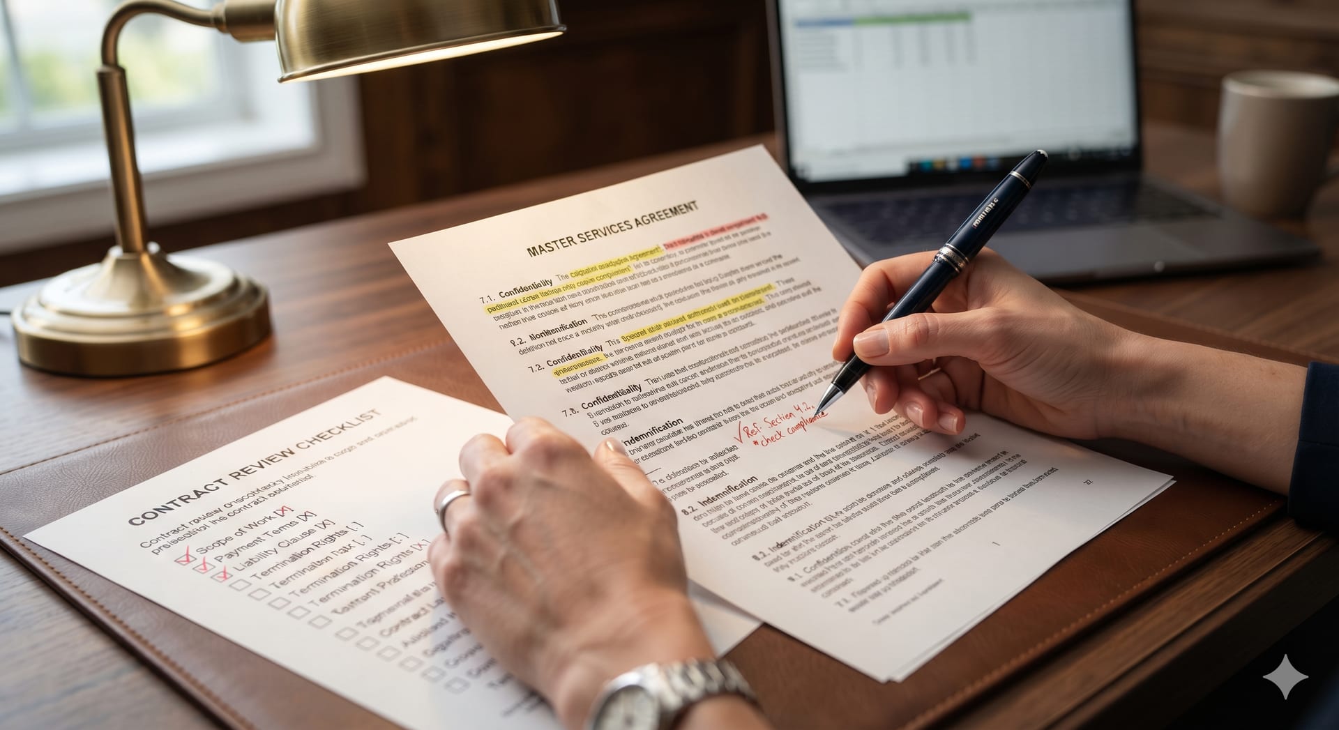 Contract documents under review illustrating ownership structuring for defence industry transactions