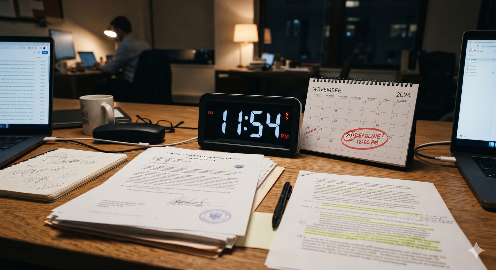 A calendar and clock marking a legal deadline, illustrating Queensland limitation periods for commercial disputes