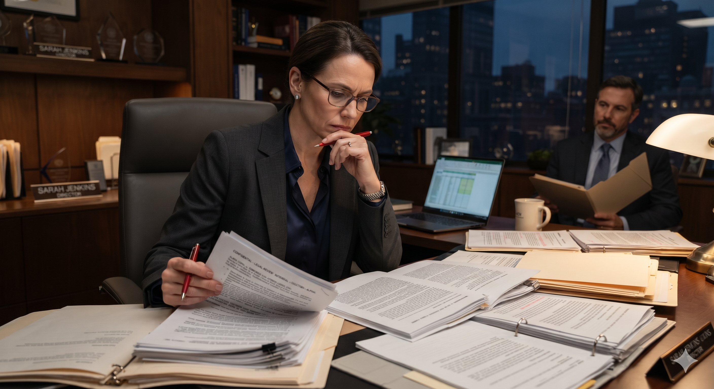 A company director weighing a decision, illustrating personal liability under the Australian Consumer Law