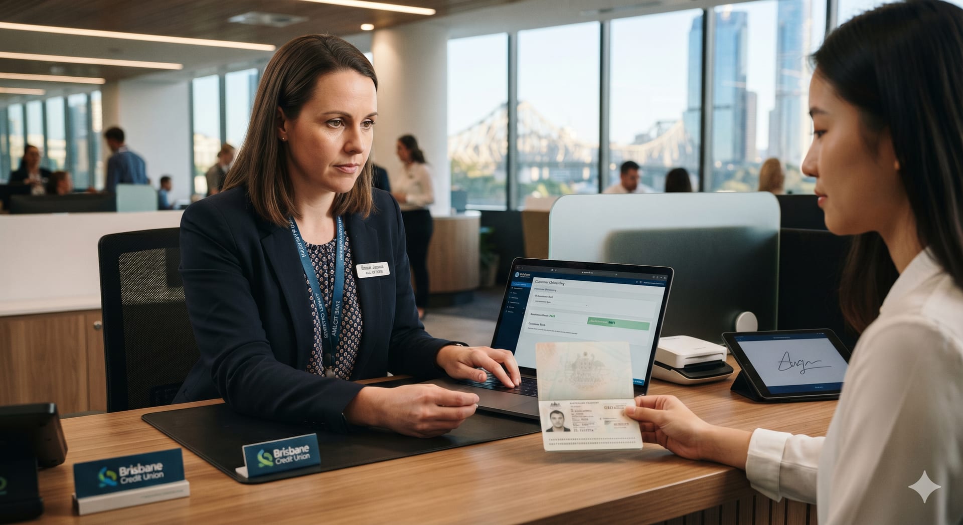 Verifying a customer's identity documents, illustrating customer due diligence for Australian SMEs