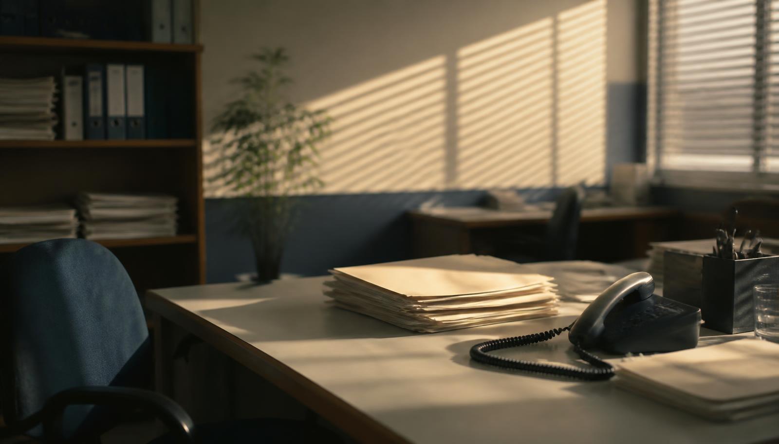 A provider reviewing compliance paperwork at a desk, illustrating the scale of the Commission's compliance and enforcement activity against registered providers